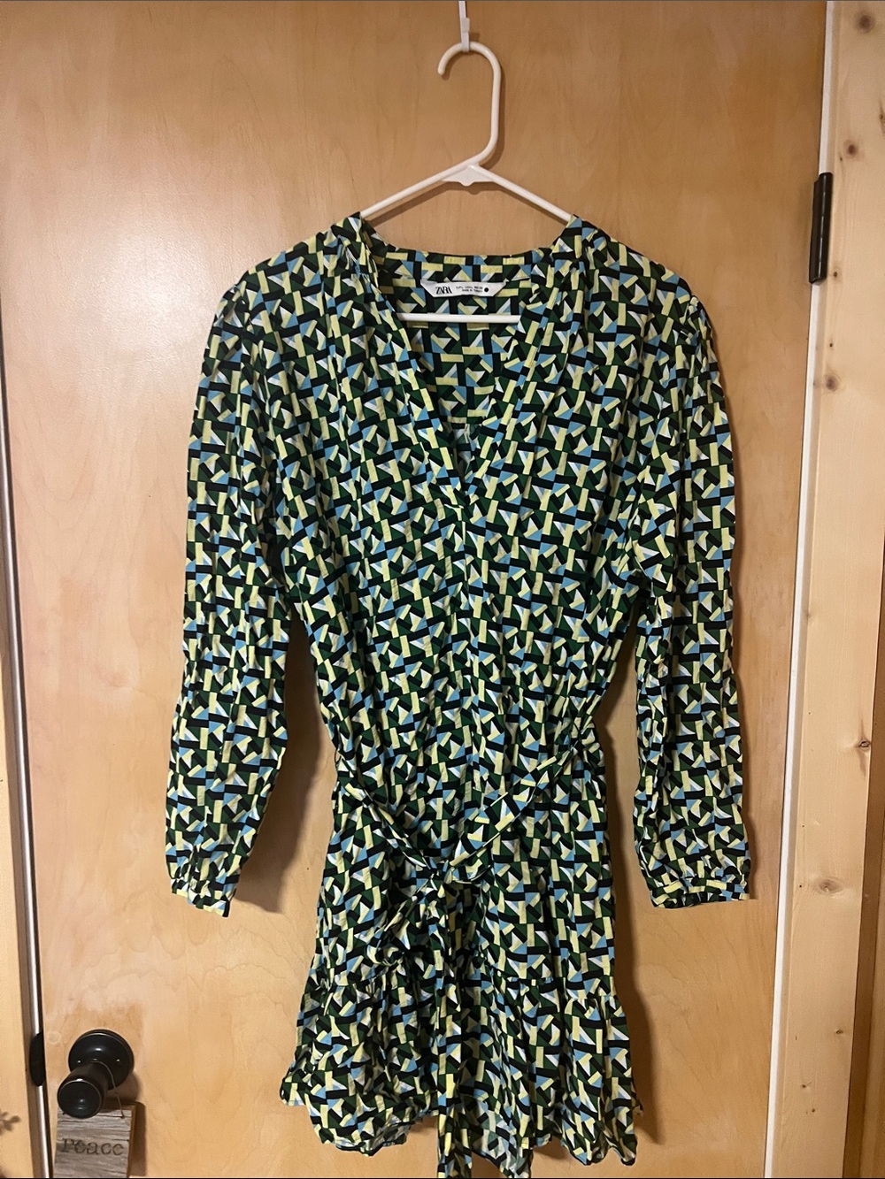 Zara Green Geometric Wrap Dress